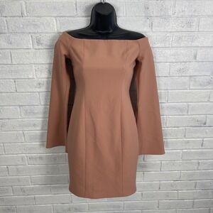 Cinq a Cept Off The Shoulder Bell Sleeve Mini Dress Womens Size 0 Pink Cocktail